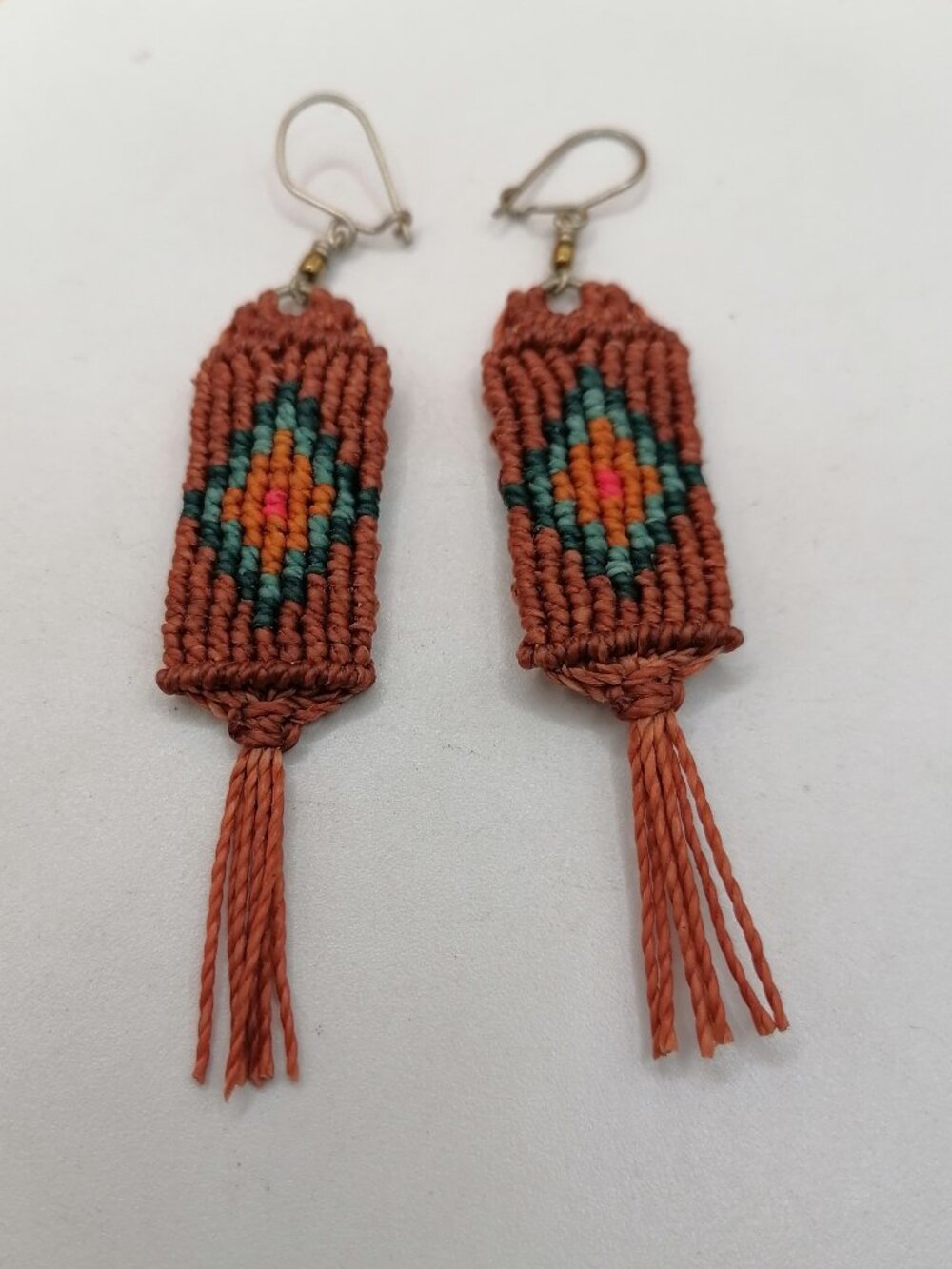 Handwoven Macrame Earrings Inca Chakana Design